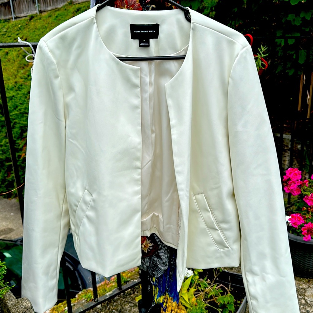 White pleather blazer by Something Navy. Size Navy. Like new.